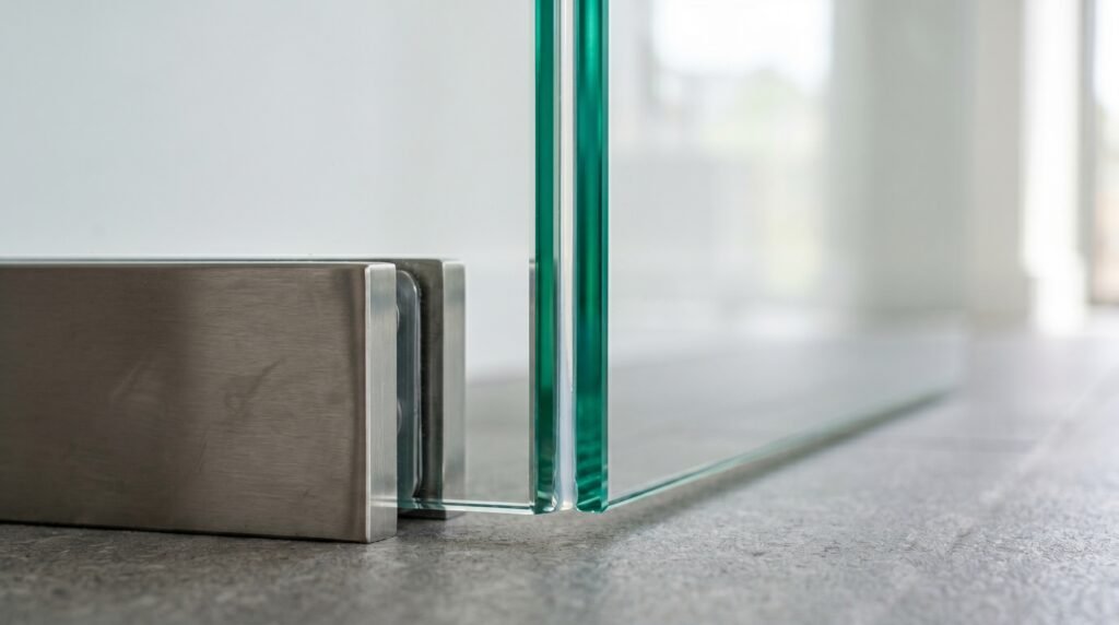 glass partition panel detail — frameless tempered glass India