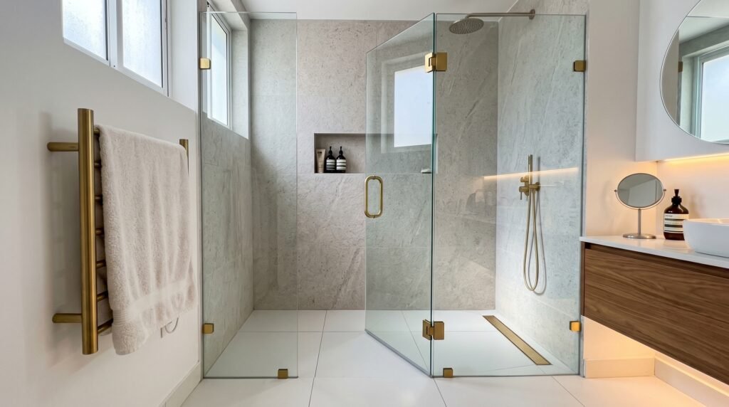 vitraglass.in frameless shower cubicle installed in Mumbai