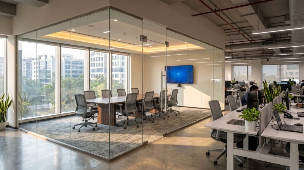 vitraglass.in glass office partition installed in Pune